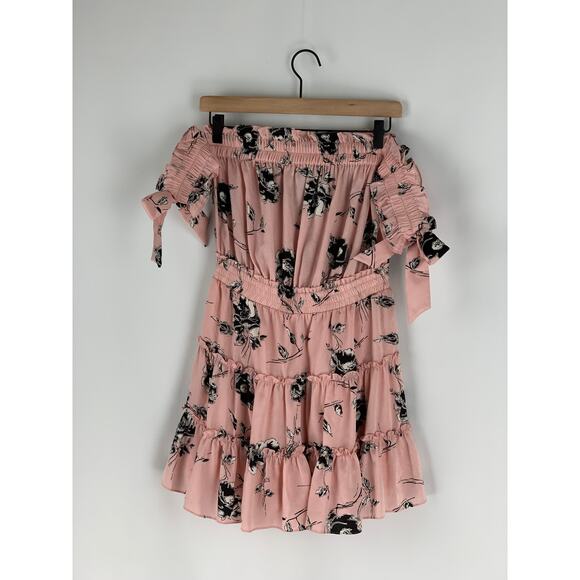 MISA Los Angeles Laiyin Floral Mini Dress Womens Small Off The Shoulder Pink - Picture 12 of 12